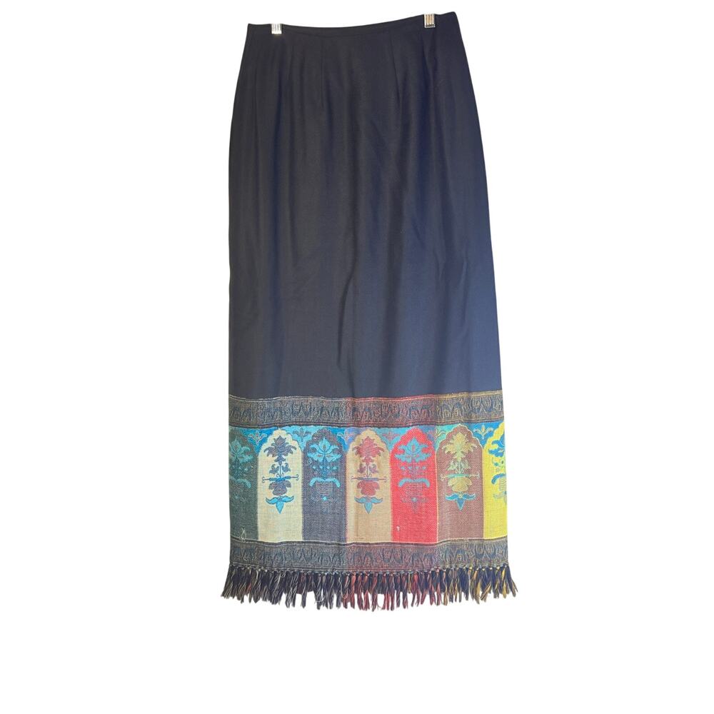 Dana Buchman Geometric Print Wool Silk Wrap Around Skirt Size 2